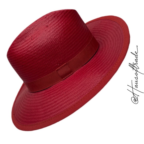 MAXMARA Weekend Rolle Red Straw Ribbon Hat - Picture 3 of 16